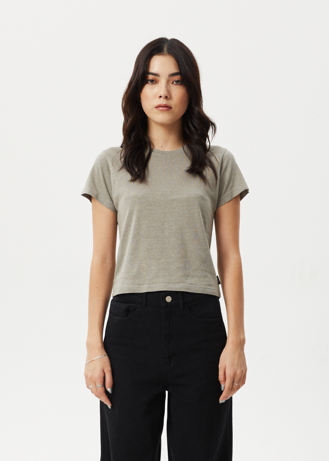 AFENDS Womens Carmen - Baby Tee - Olive 