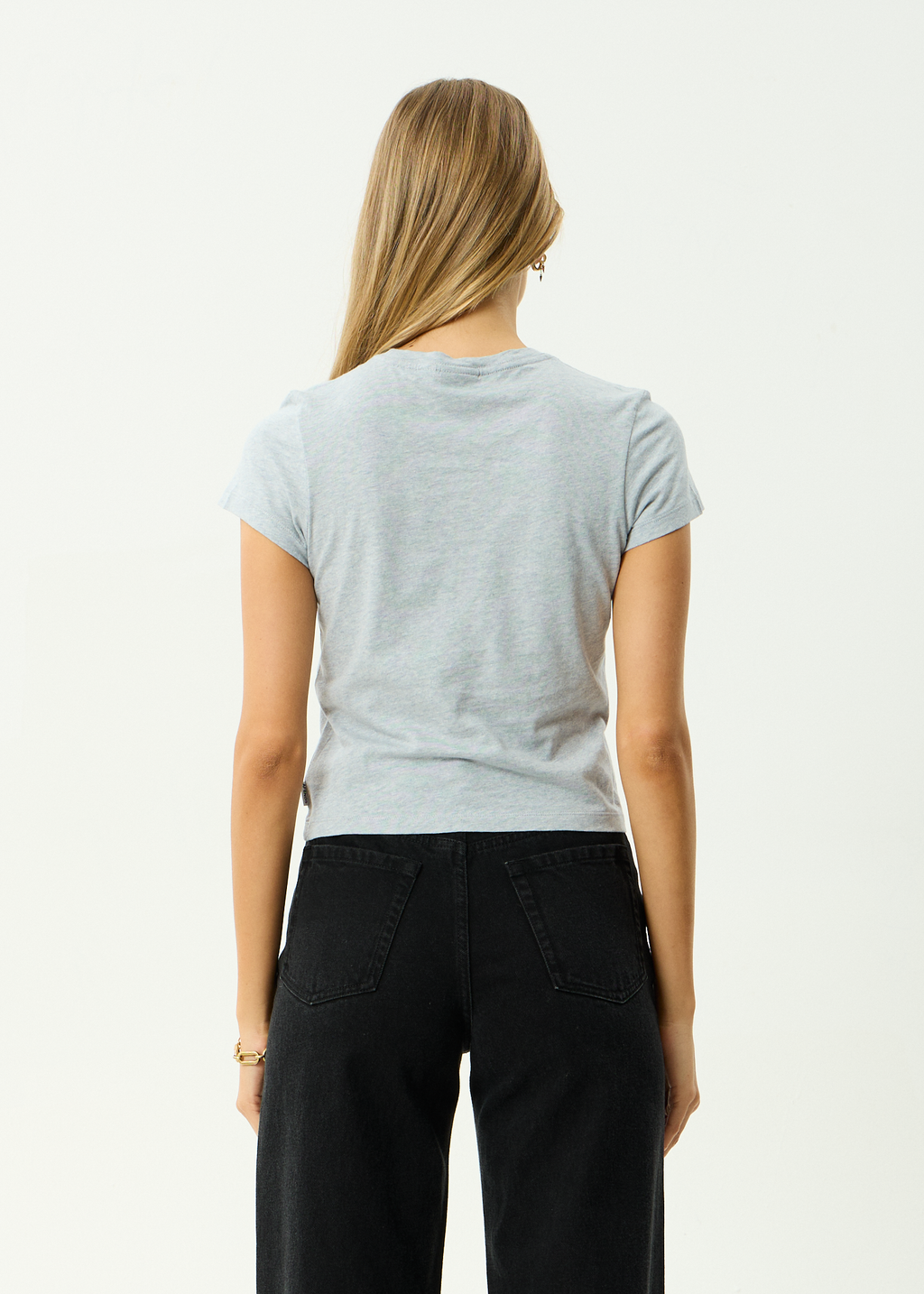 AFENDS Womens Carmen - Hemp Baby Tee - Shadow Grey Marle