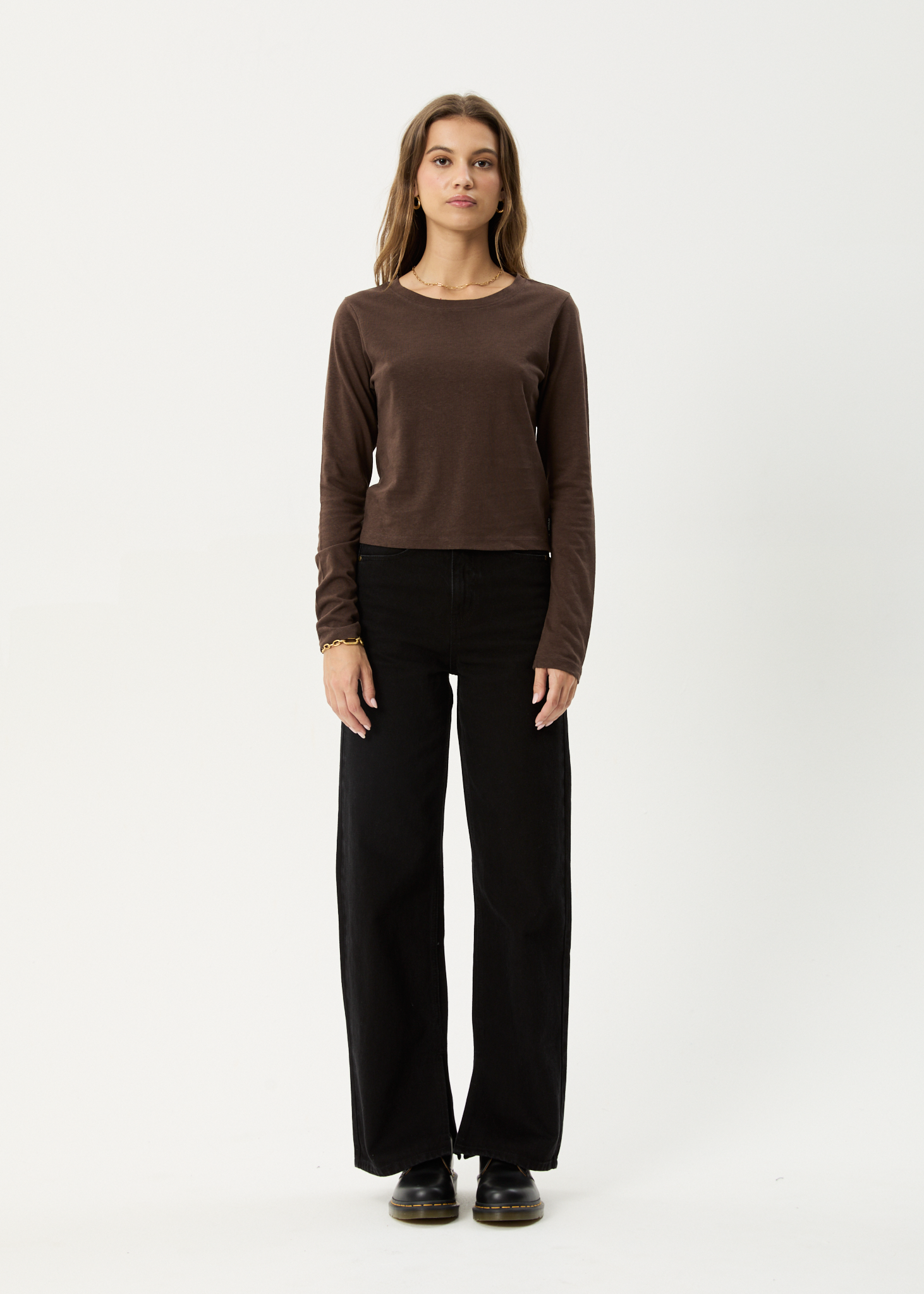 AFENDS Womens Elevate - Long Sleeve Tee - Coffee