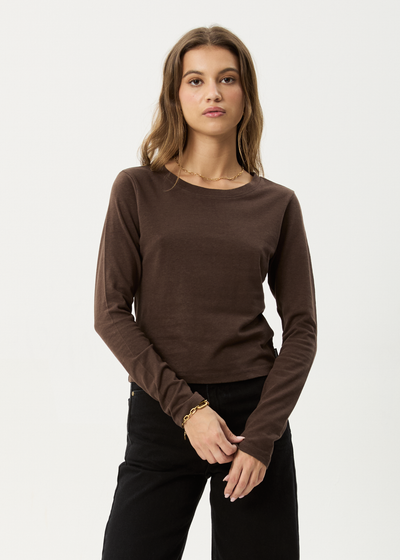 AFENDS Womens Elevate - Long Sleeve Tee - Coffee