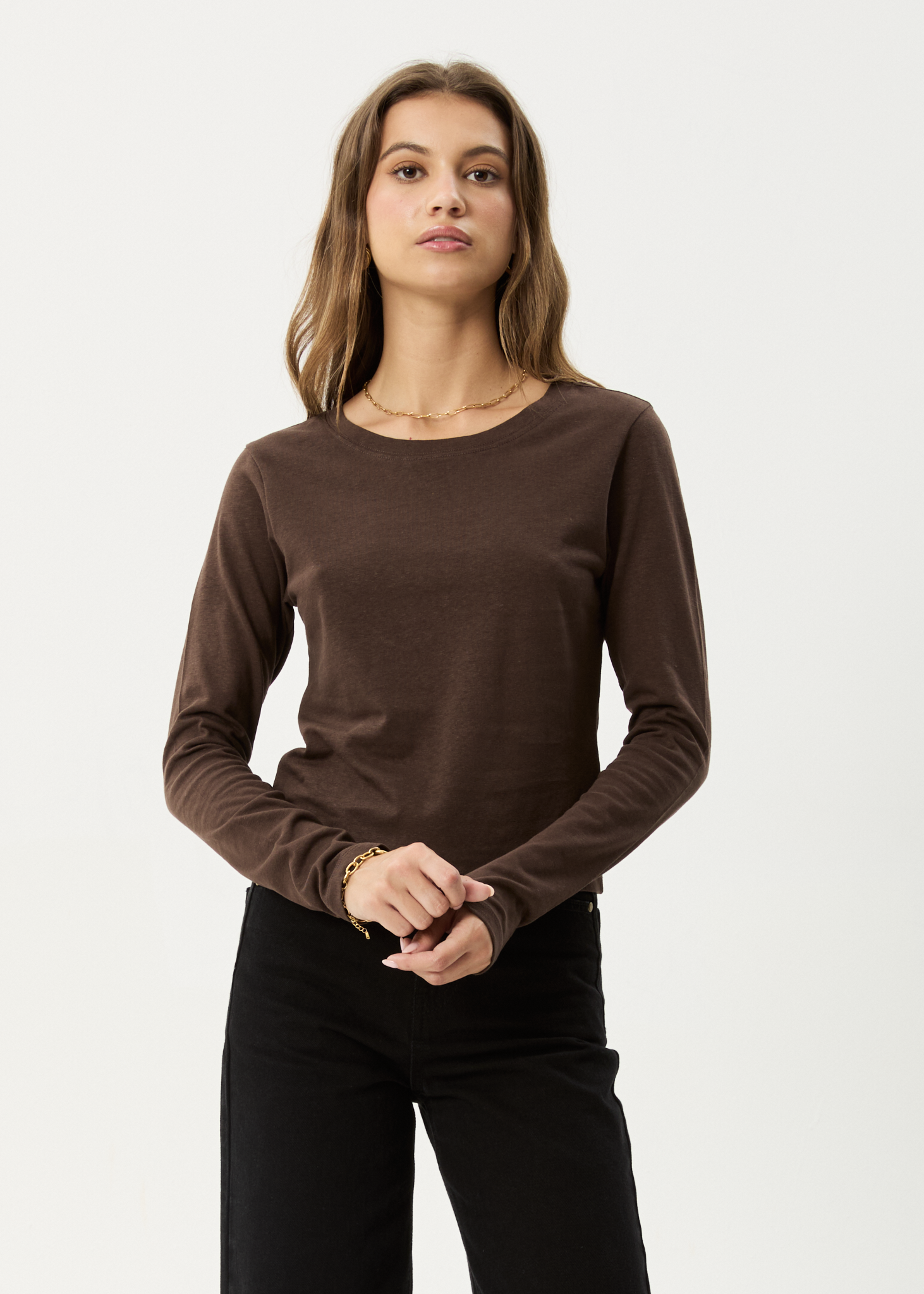 AFENDS Womens Elevate - Long Sleeve Tee - Coffee