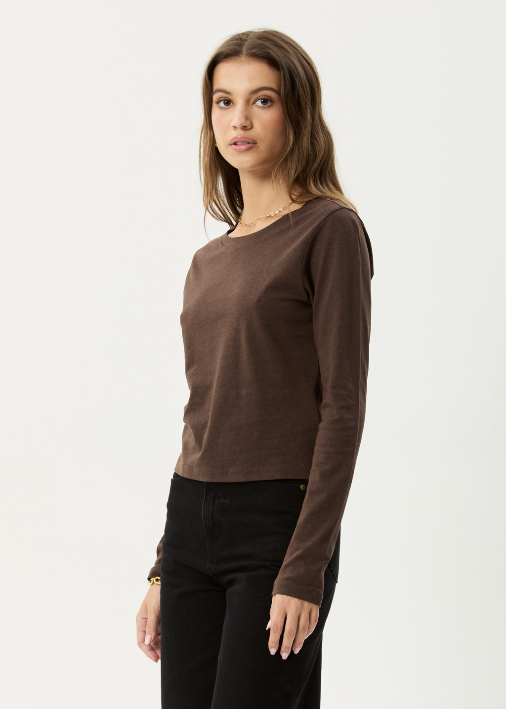 AFENDS Womens Elevate - Long Sleeve Tee - Coffee