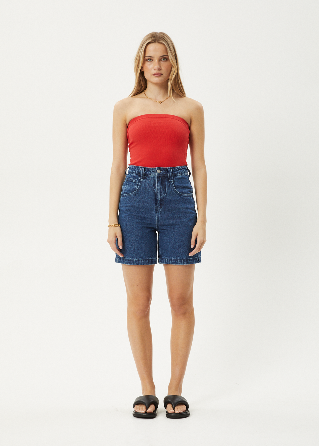 AFENDS Womens Jamie - Rib Tube Top - Tomato 