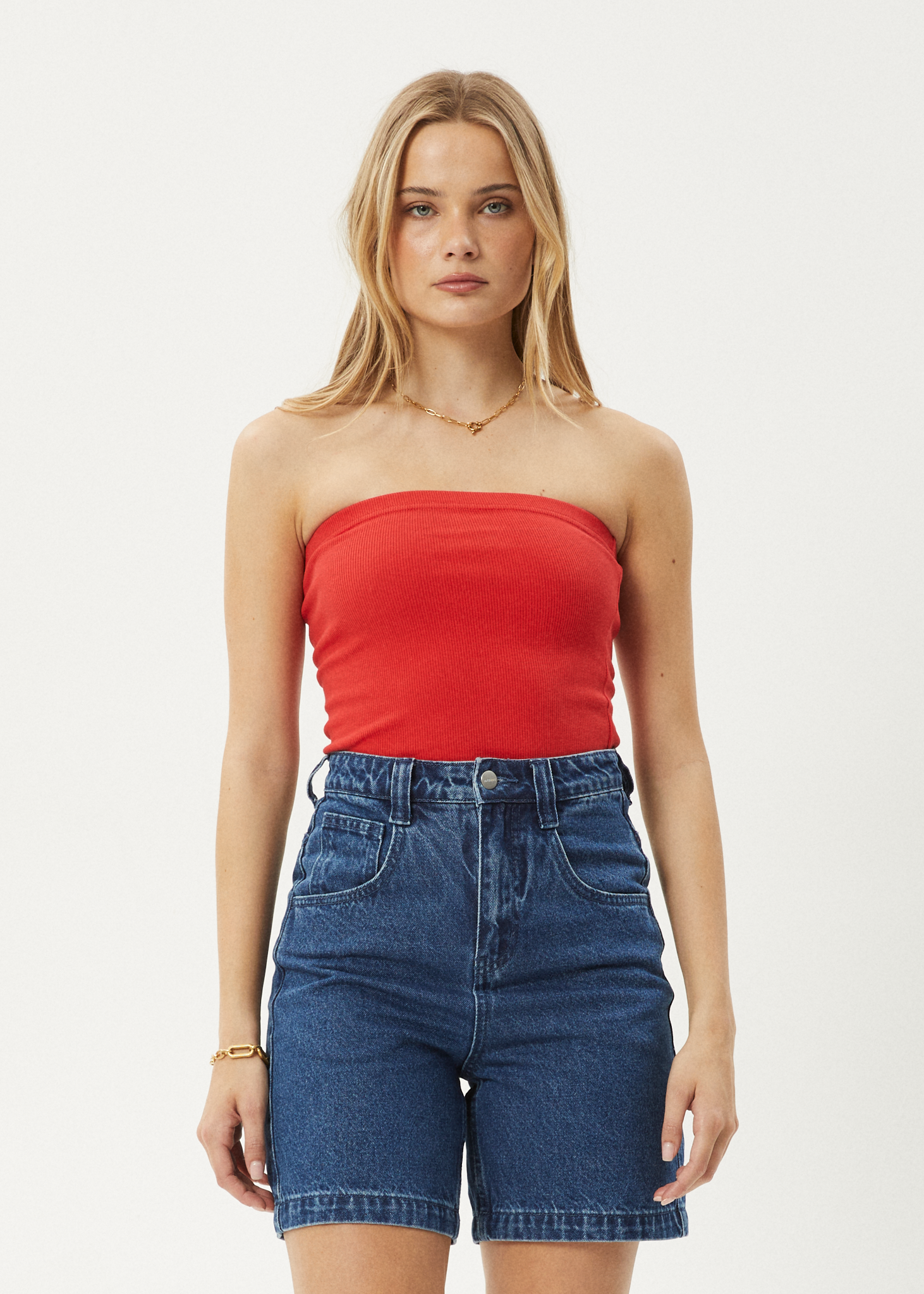 AFENDS Womens Jamie - Rib Tube Top - Tomato