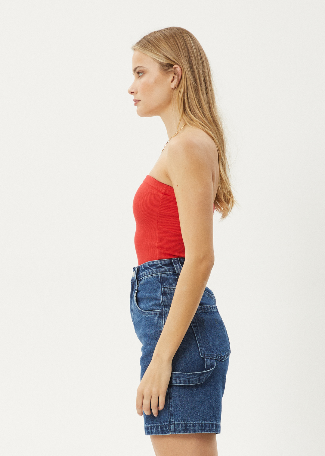 AFENDS Womens Jamie - Rib Tube Top - Tomato 