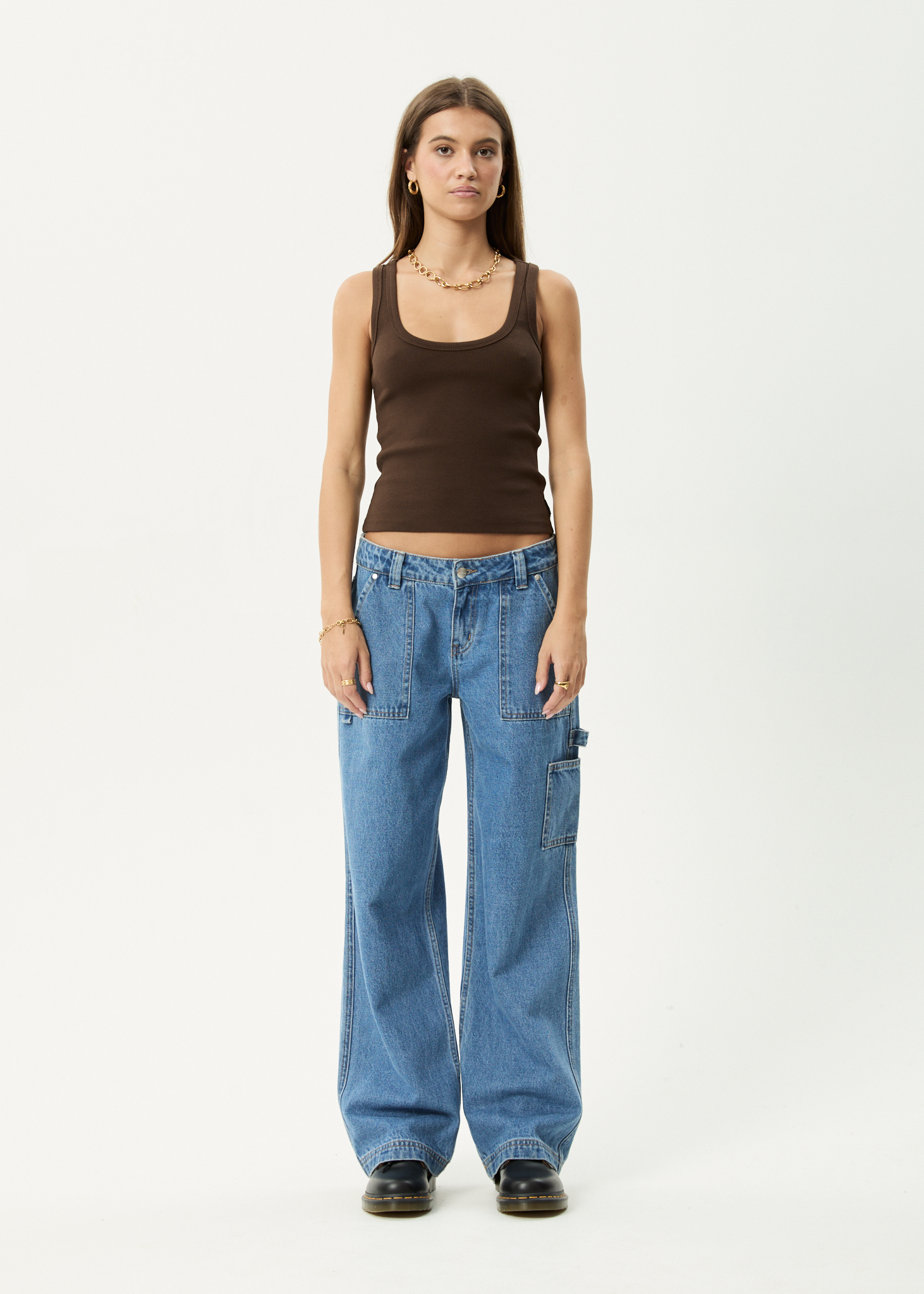 AFENDS Womens Layden - Rib Singlet - Coffee