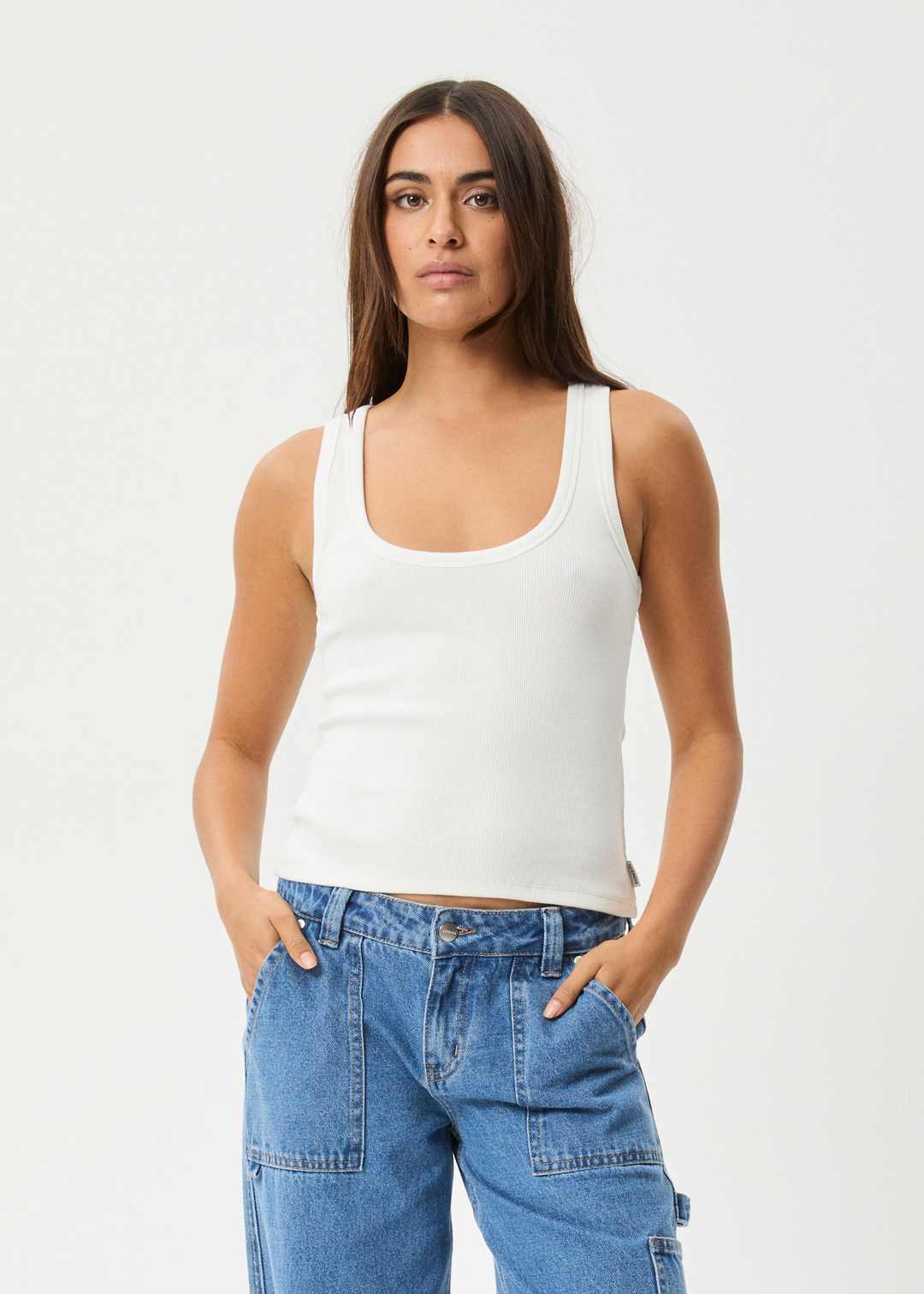 AFENDS Womens Layden - Rib Singlet - White 