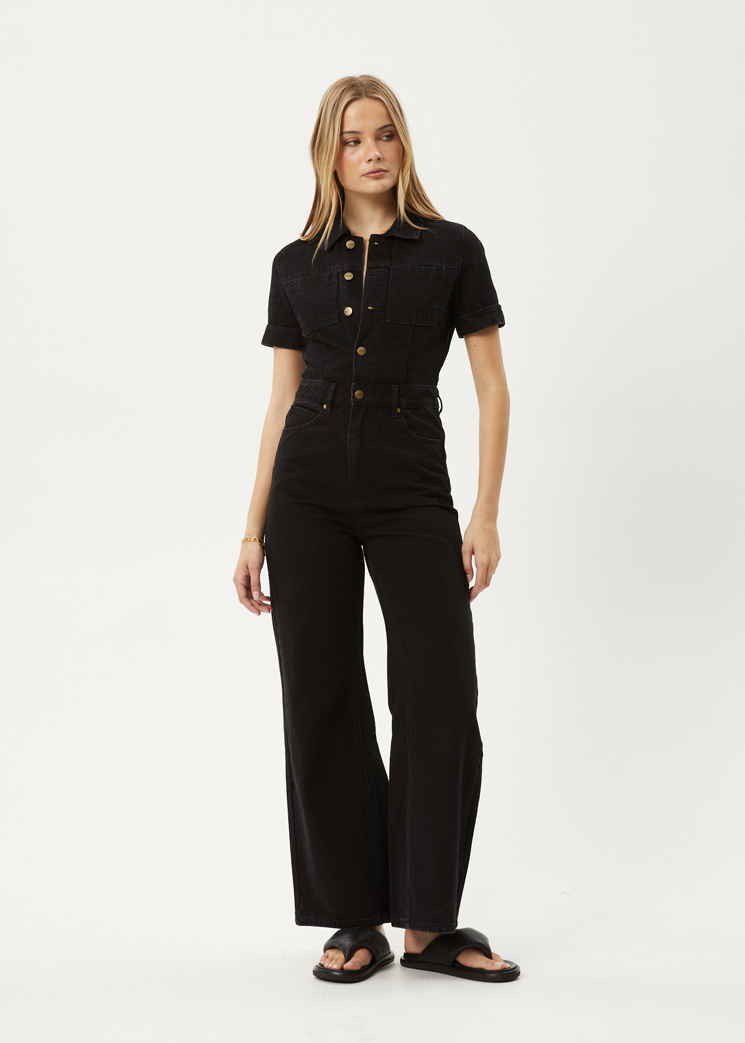 Black flared leg jumpsuit online