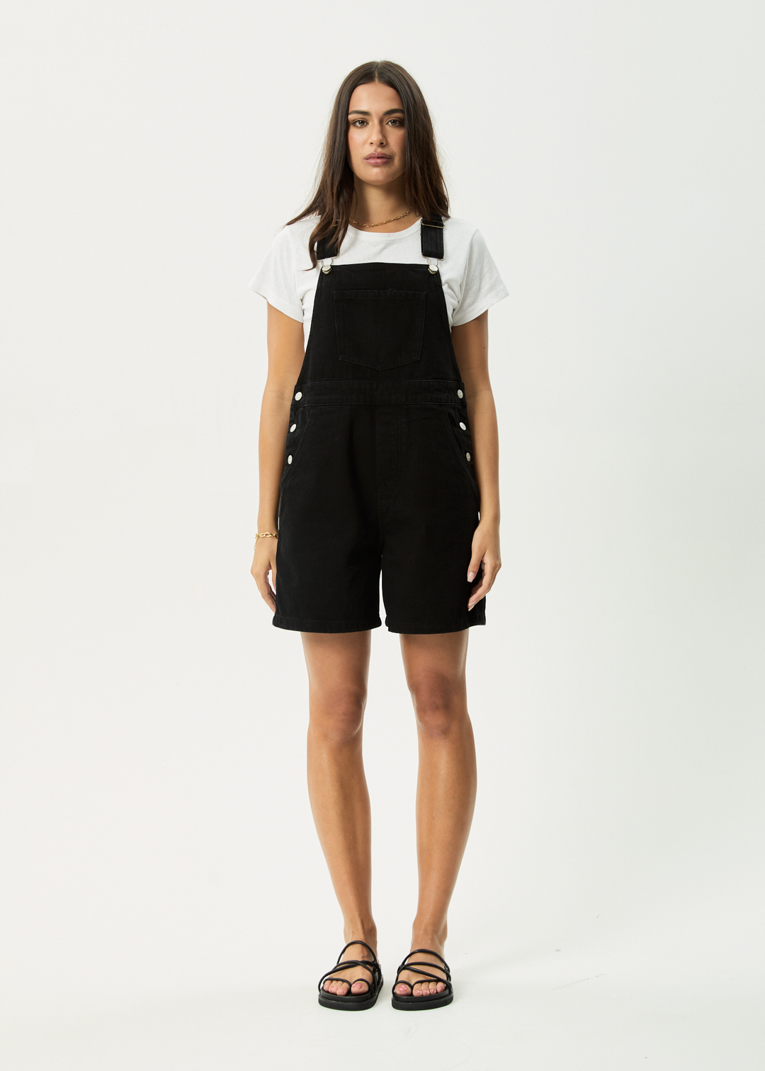 AFENDS Womens Lil Louis - Denim Overall - Washed Black