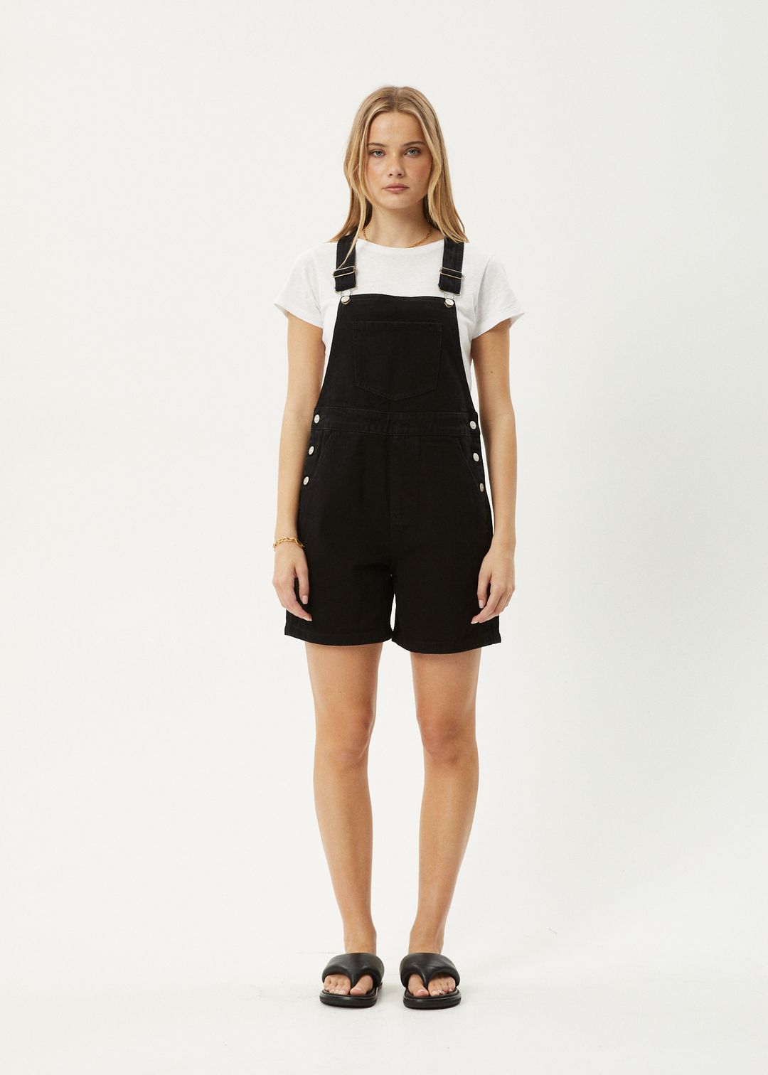 AFENDS Womens Lil Louis - Denim Overall - Washed Black 