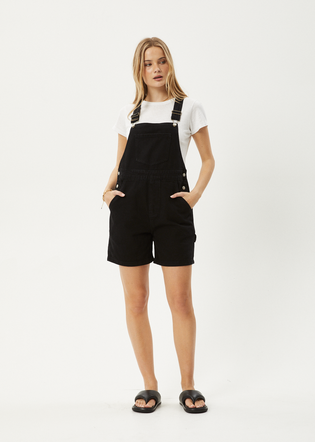 AFENDS Womens Lil Louis - Denim Overall - Washed Black 