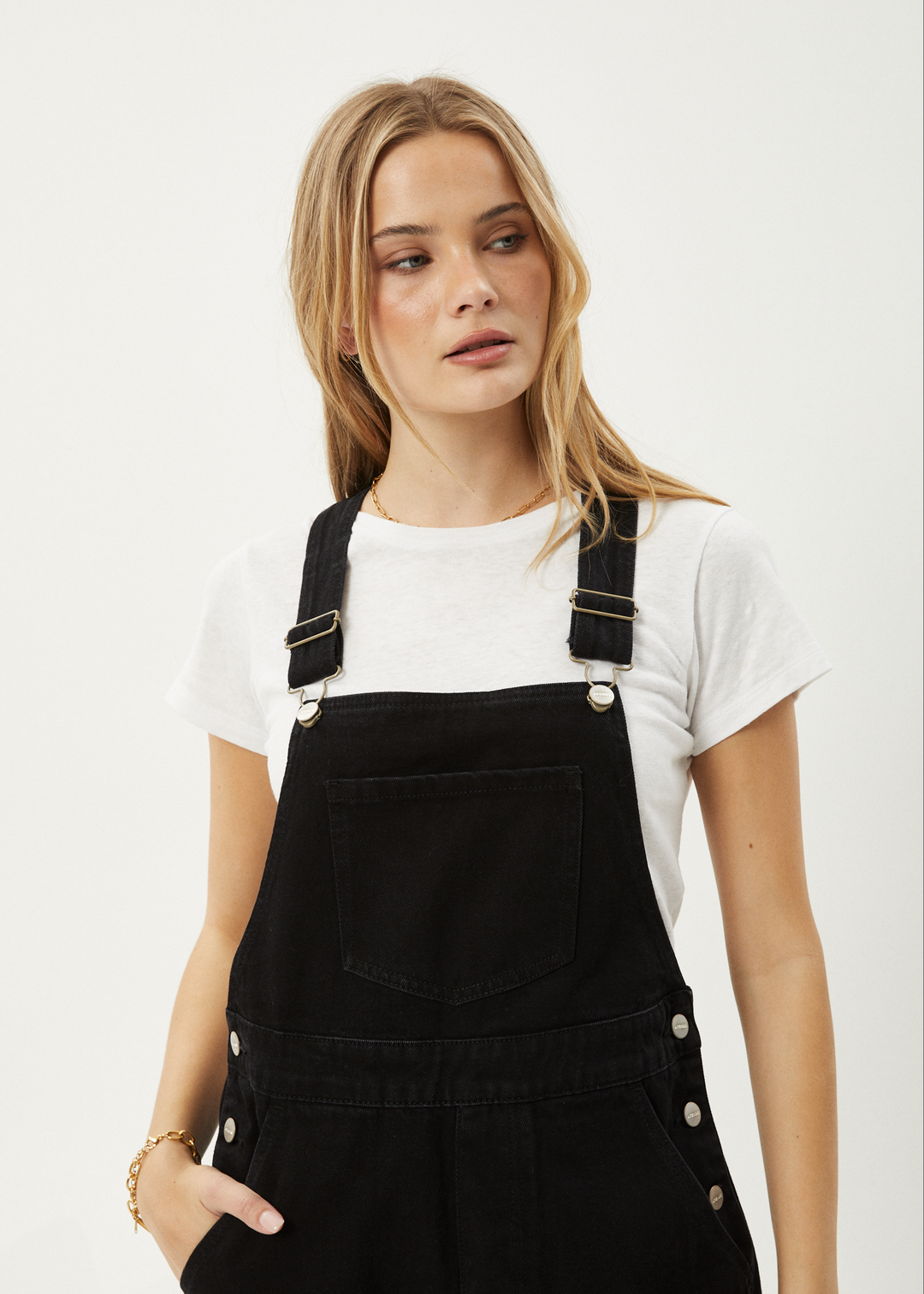 AFENDS Womens Lil Louis - Denim Overall - Washed Black 