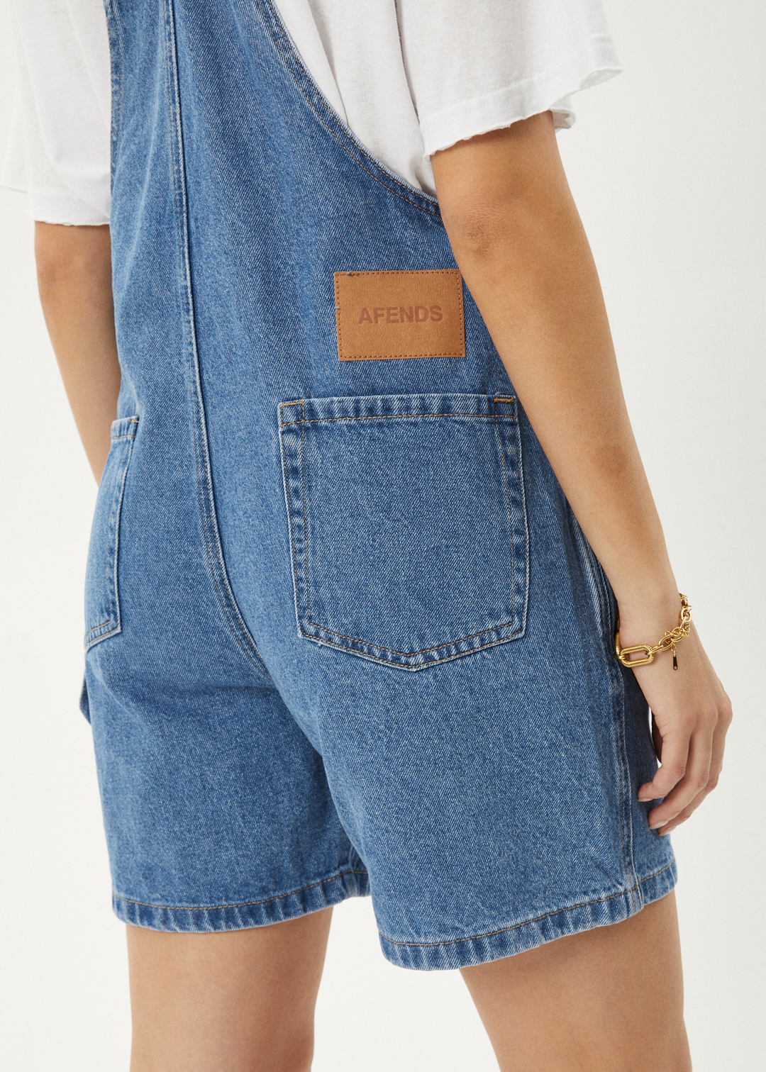 AFENDS Womens Lil Louis - Denim Overall - Worn Blue 