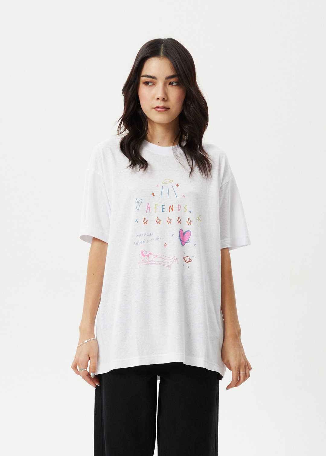 AFENDS Womens Stella - Oversized Tee - White 