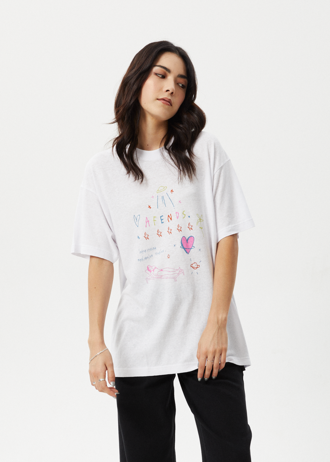 AFENDS Womens Stella - Oversized Tee - White 