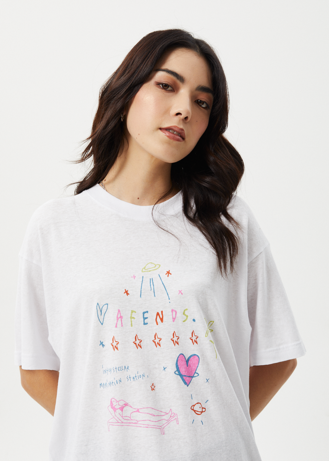 AFENDS Womens Stella - Oversized Tee - White 