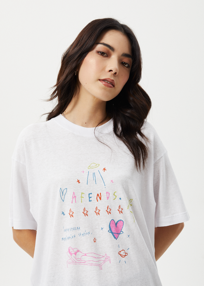 Afends Womens Stella - Oversized Tee - White 