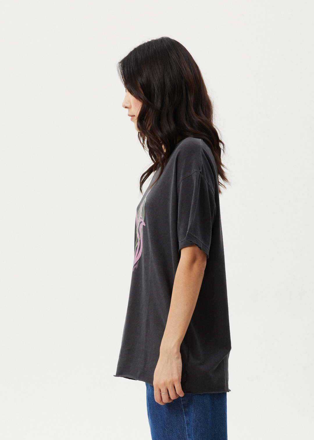 AFENDS Womens Gravity - Oversized Tee - Stone Black 