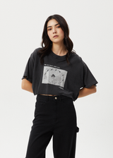 Afends Womens Connection Cropped - Oversized Tee - Stone Black - Afends womens connection cropped   oversized tee   stone black 