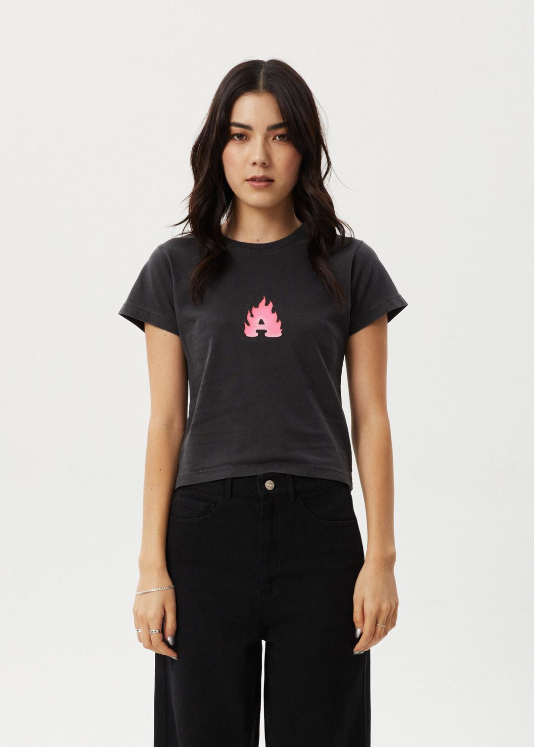 AFENDS Womens Alfie - Baby Tee - Stone Black 