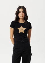 Afends Womens Aster - Baby Tee - Black - Afends womens aster   baby tee   black 