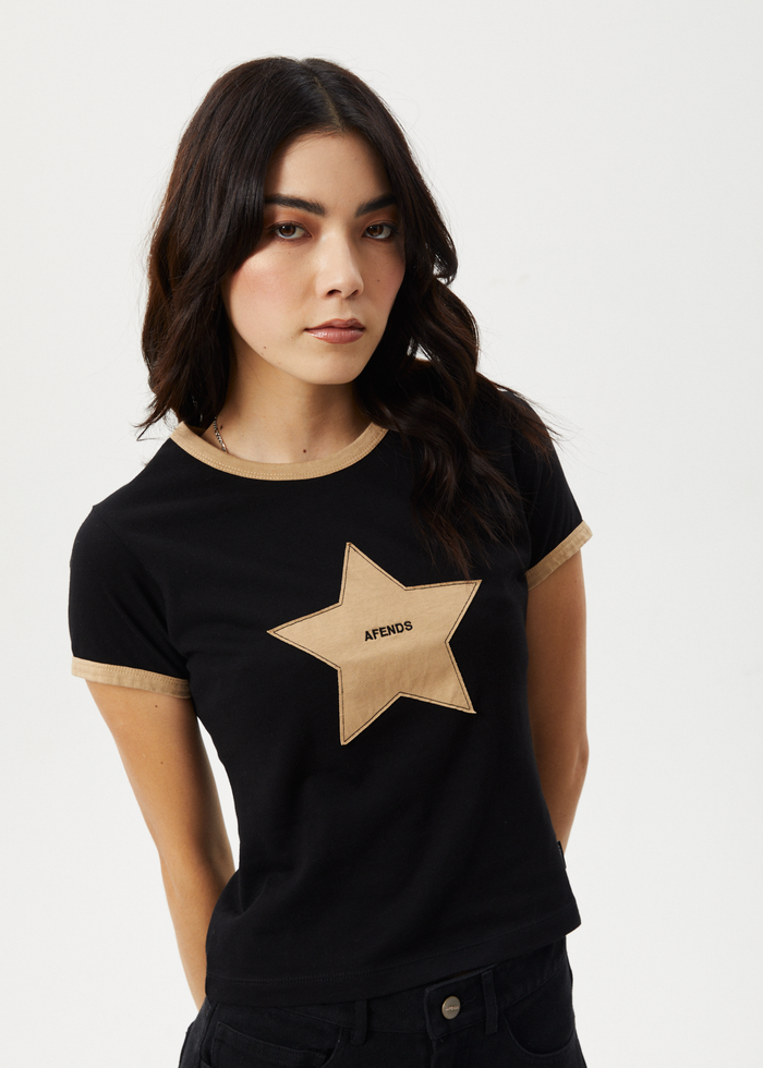 Afends Womens Aster - Baby Tee - Black 