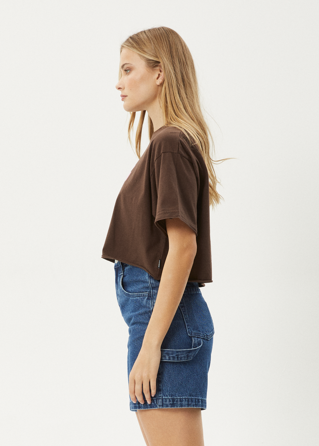 AFENDS Womens Alohaz - Slay Cropped Tee - Coffee 