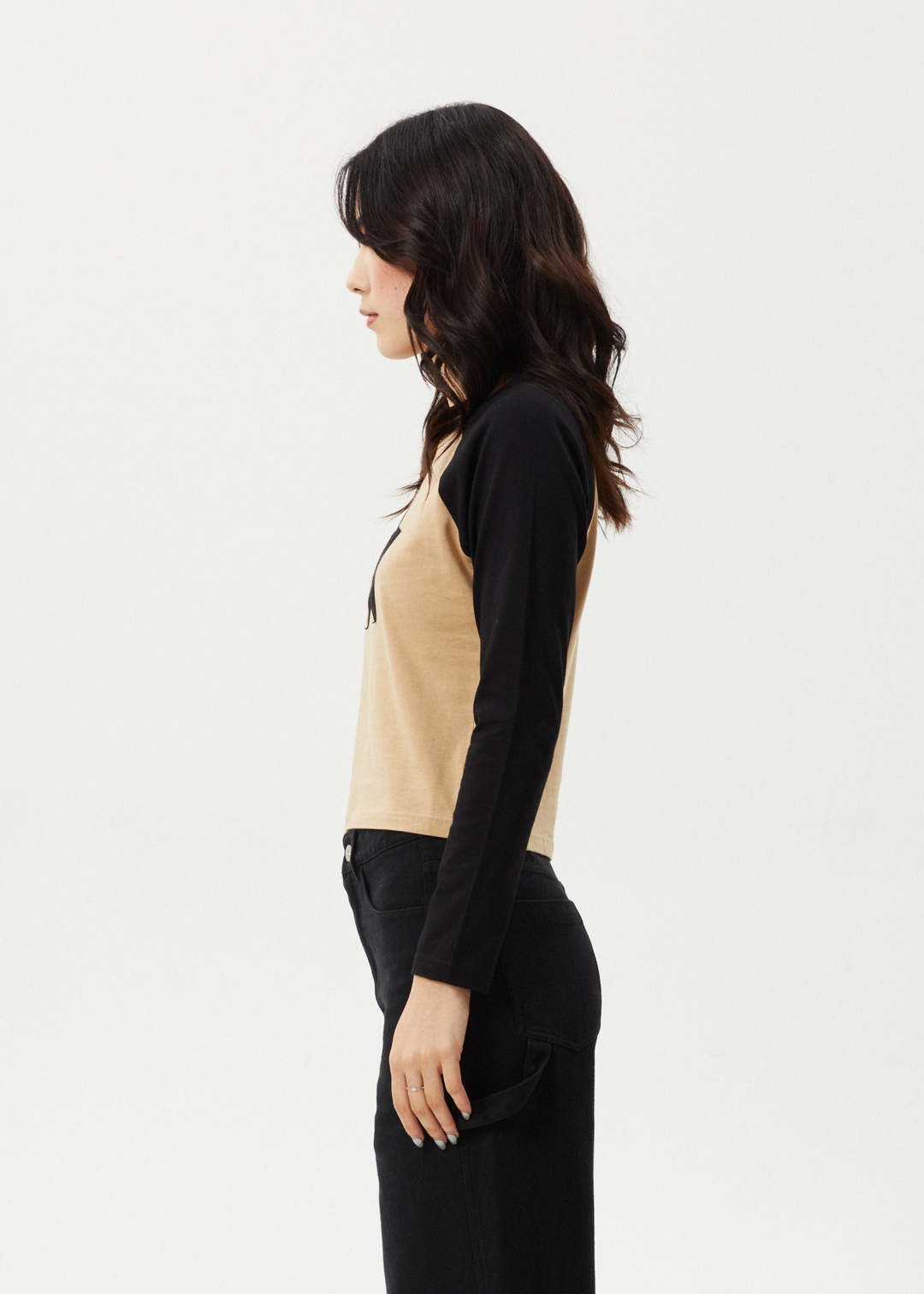 AFENDS Womens Aster Raglan - Long Sleeve Tee - Tan 