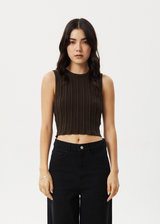 Afends Womens Landed - Knit Tank - Coffee - Afends womens landed   knit tank   coffee 