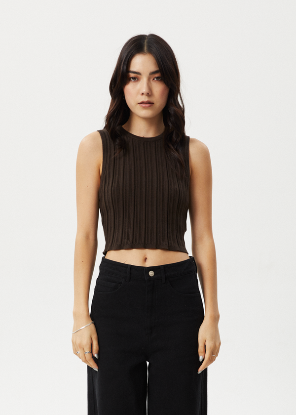 Afends Womens Landed - Knit Tank - Coffee