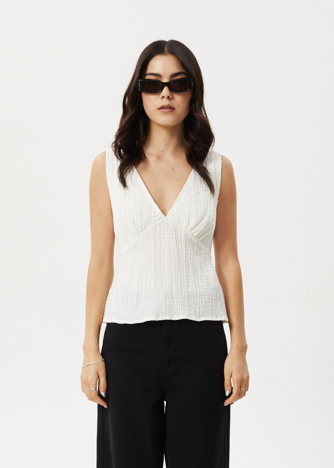 AFENDS Womens Focus - Sleeveless Top - White 