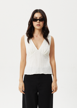 AFENDS Womens Focus - Sleeveless Top - White - Afends womens focus   sleeveless top   white 