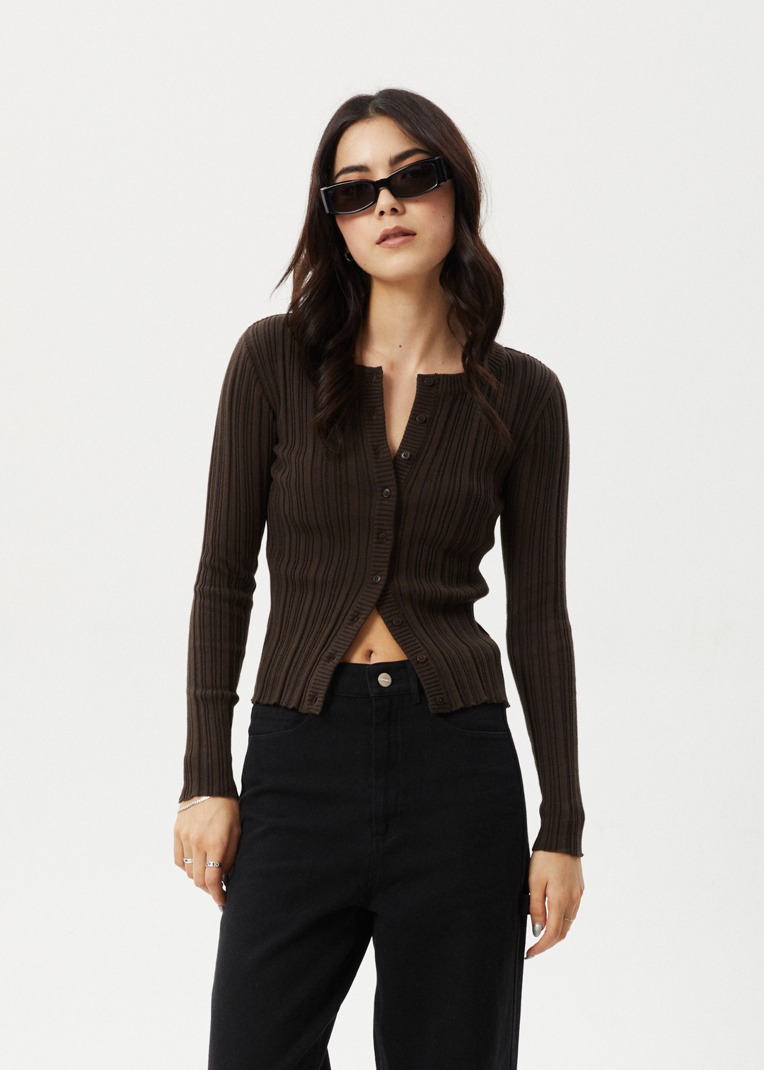 AFENDS Womens Landed - Knit Cardigan - Coffee 