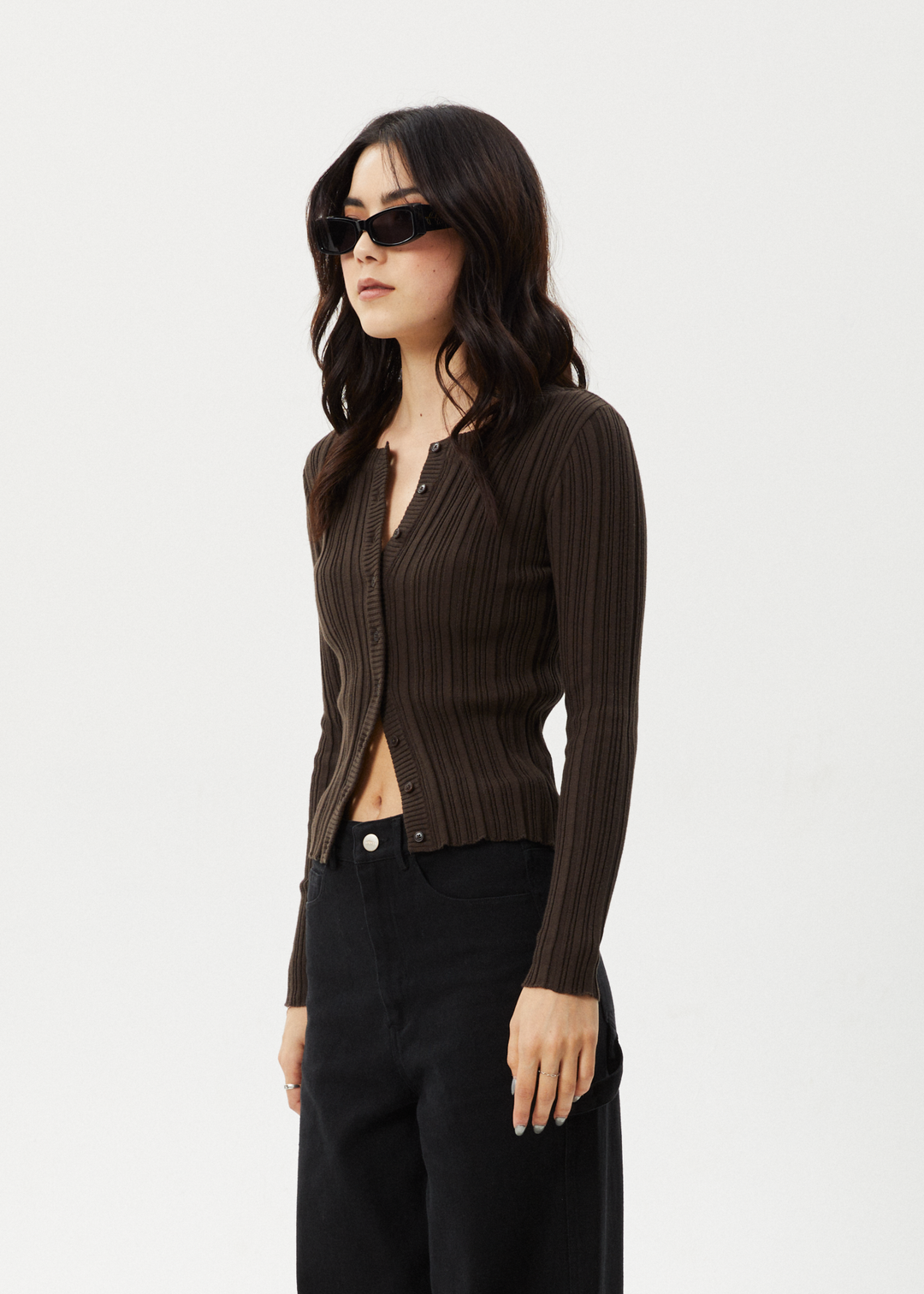 AFENDS Womens Landed - Knit Cardigan - Coffee 