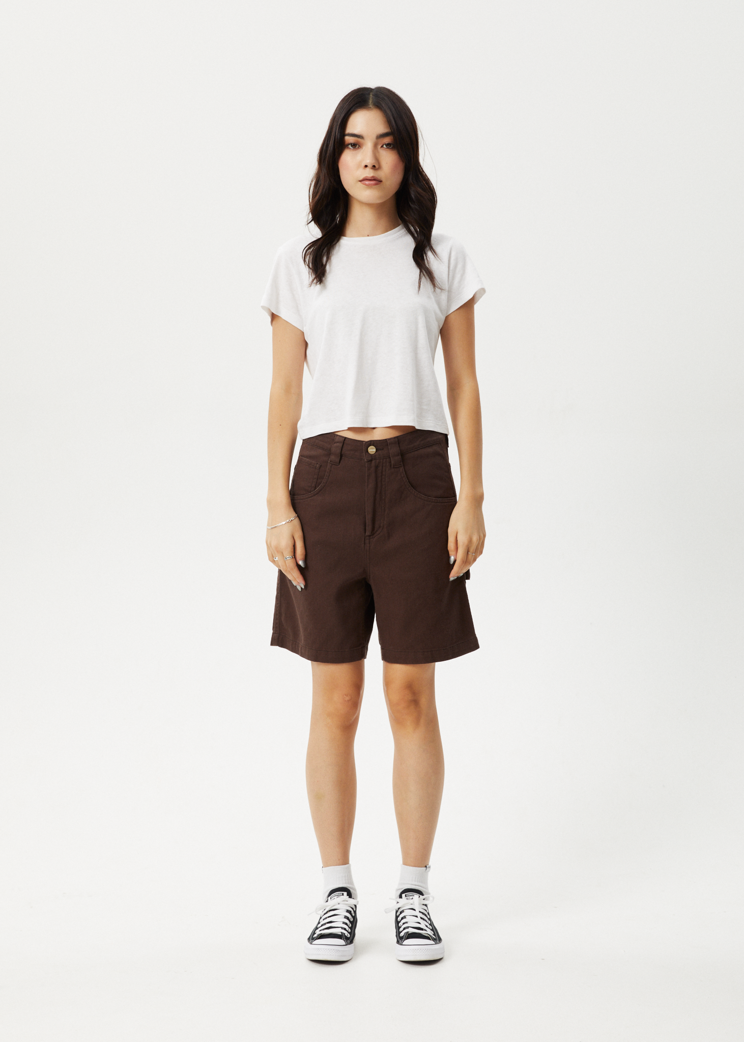 AFENDS Womens Emilie - Canvas Workwear Short - Coffee