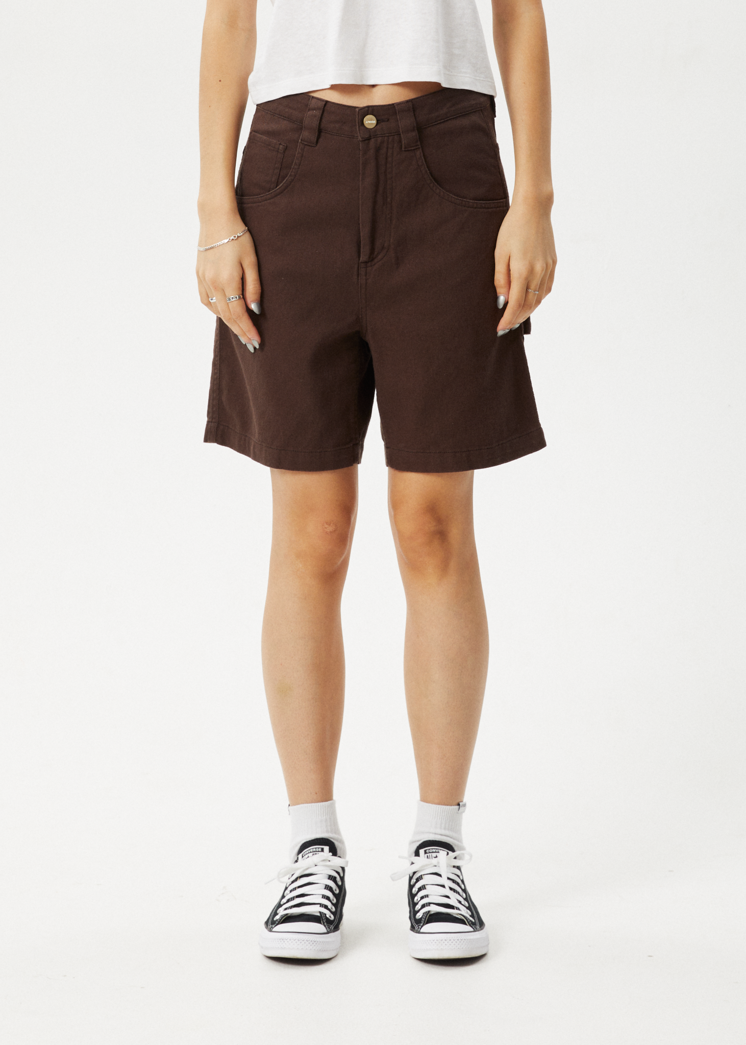 AFENDS Womens Emilie - Canvas Workwear Short - Coffee