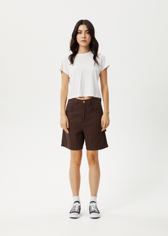 Afends Womens Emilie - Carpenter Shorts - Coffee 