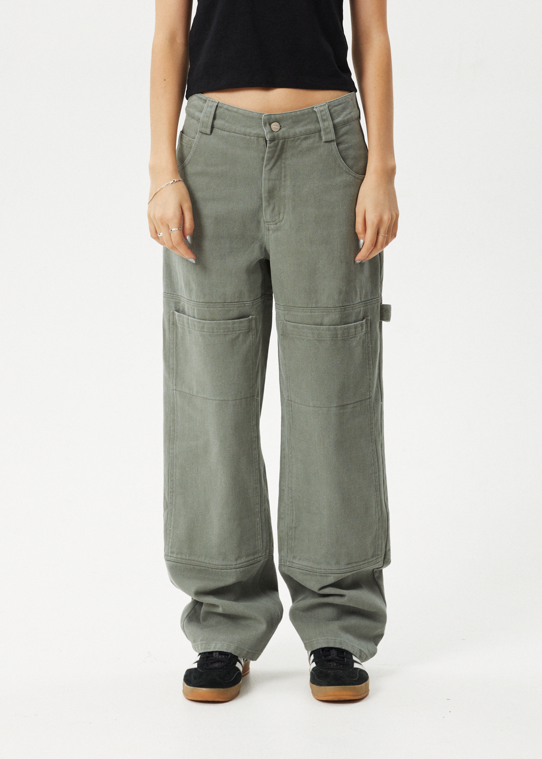 AFENDS Womens Moss - Carpenter Pants - Olive 