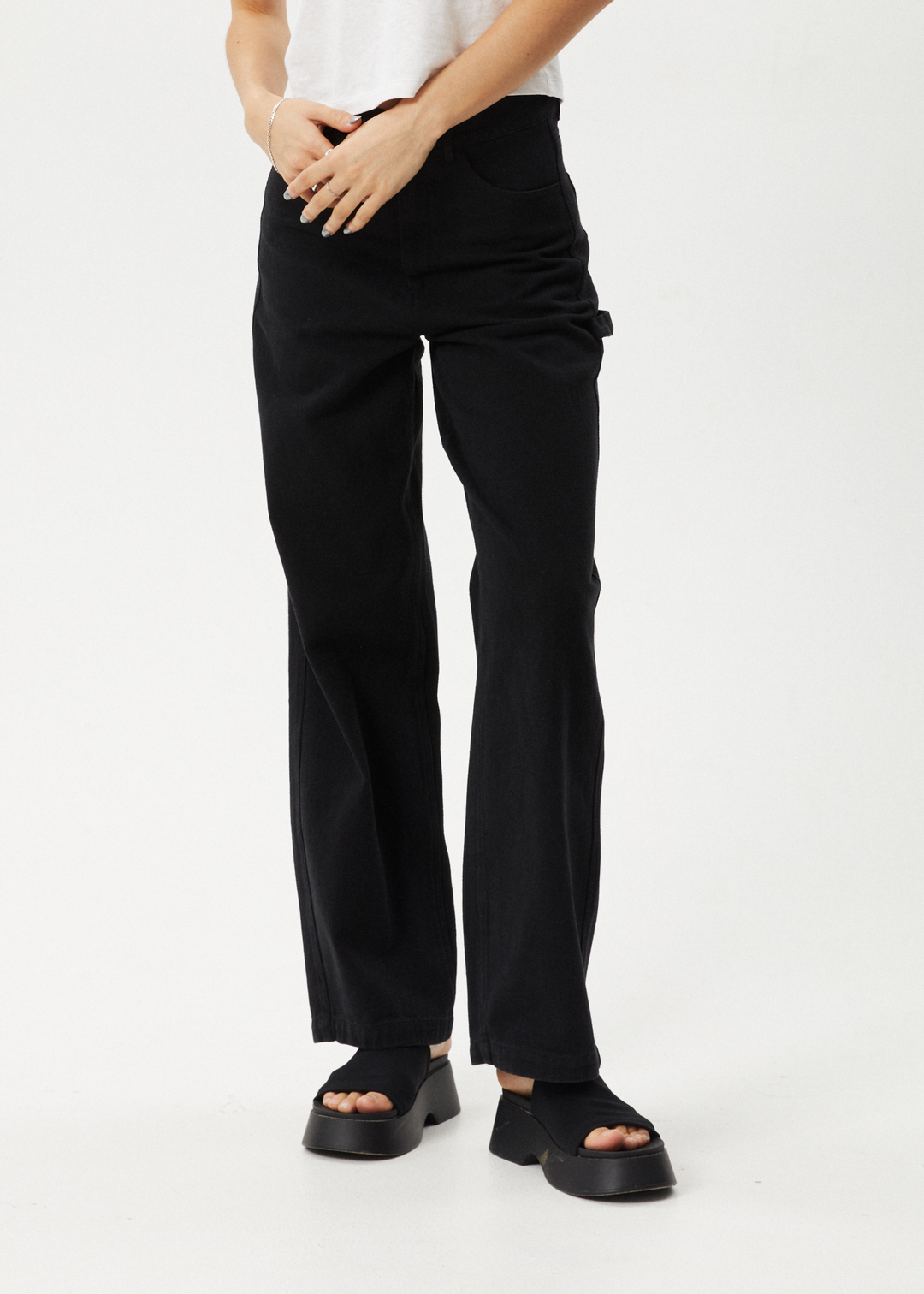 AFENDS Womens Roads - Carpenter Pants - Black 