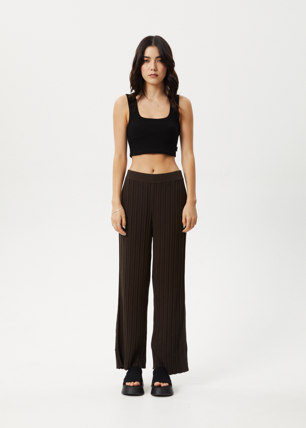 Afends Womens Landed - Knit Pant - Coffee