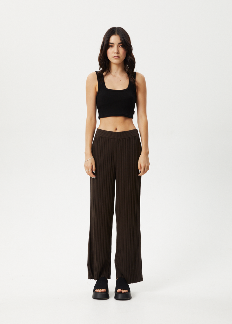 AFENDS Womens Landed - Knit Pants - Coffee