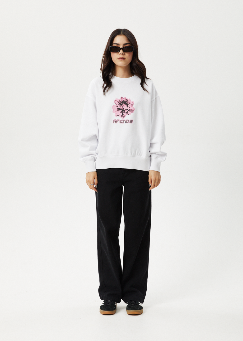 AFENDS Womens Bloom - Crew Neck Jumper - White