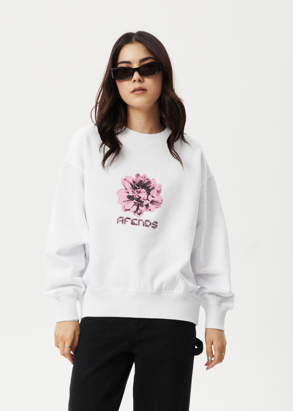 AFENDS Womens Bloom - Crew Neck Jumper - White