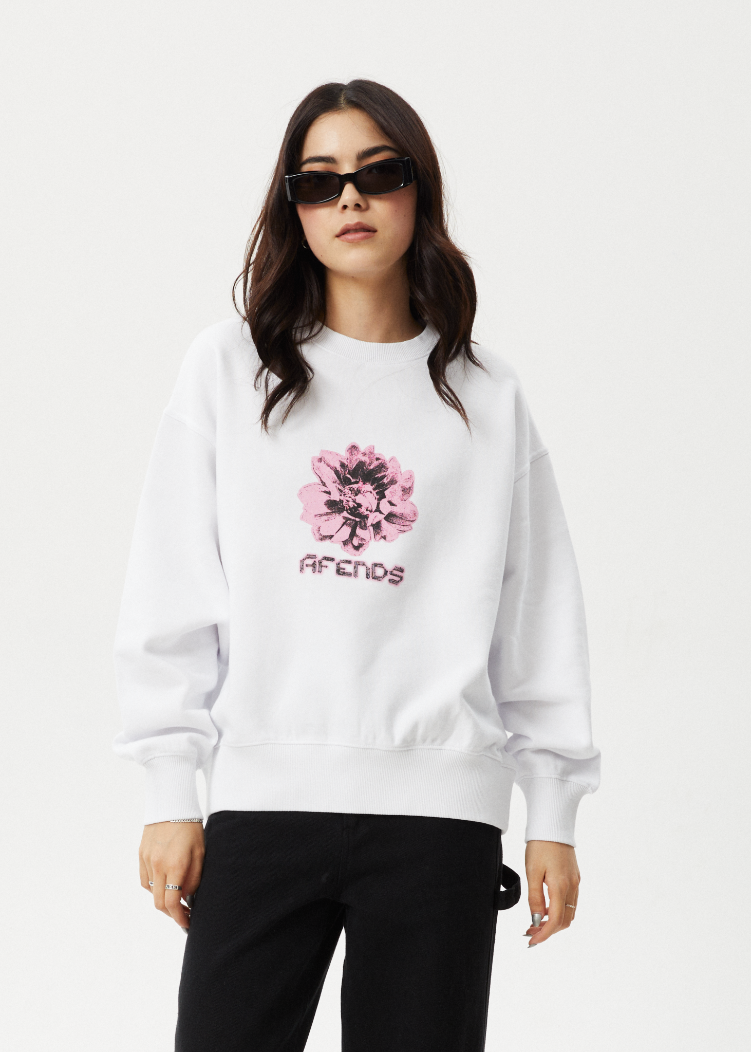 AFENDS Womens Bloom - Crew Neck Jumper - White