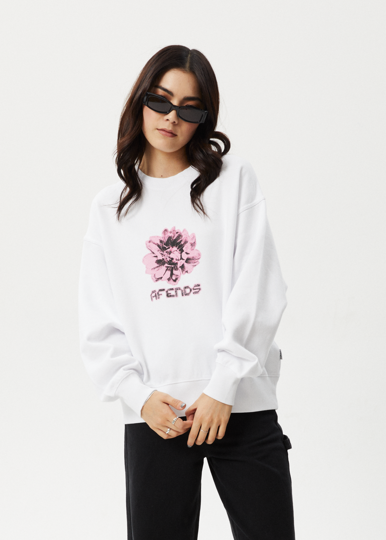 AFENDS Womens Bloom - Crew Neck Jumper - White