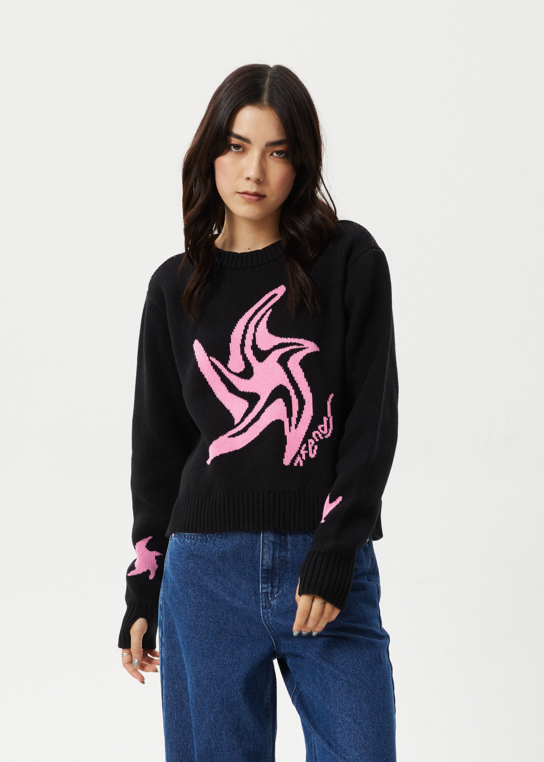 AFENDS Womens Gravity - Knit Crew Neck - Black 