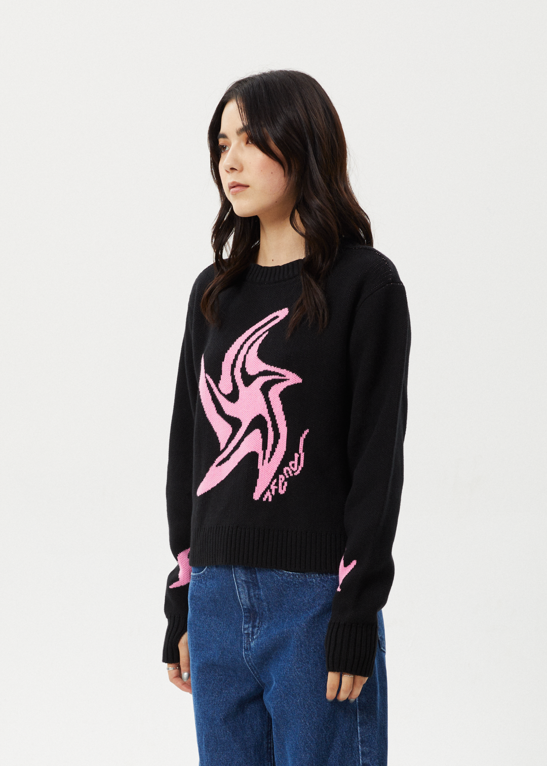 AFENDS Womens Gravity - Knit Crew Neck - Black 