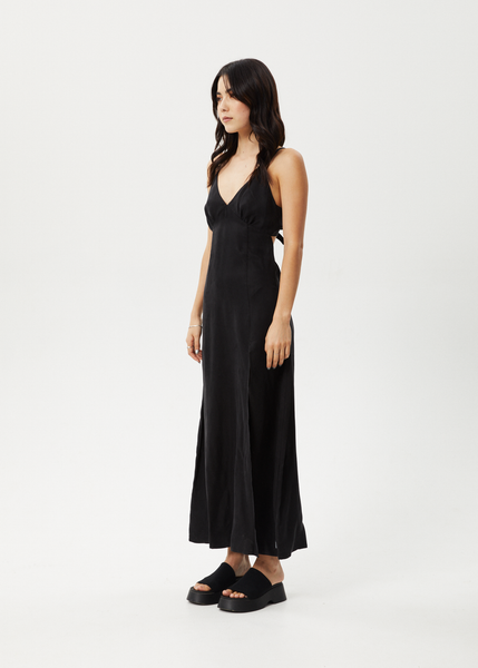 AFENDS Womens Grace - Cupro Maxi Dress - Black - Afends AU.