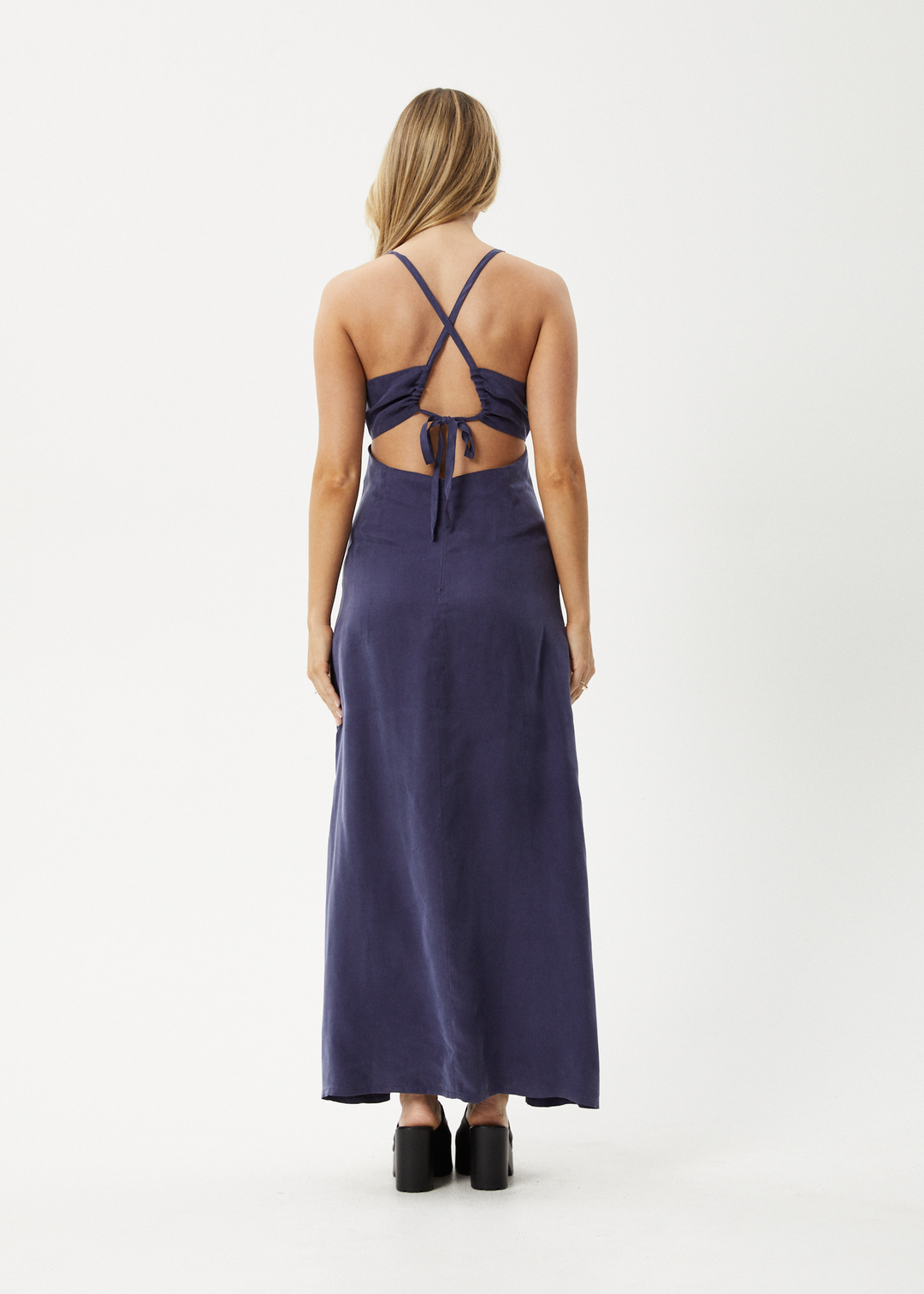 AFENDS Womens Grace - Cupro Maxi Dress - Navy 