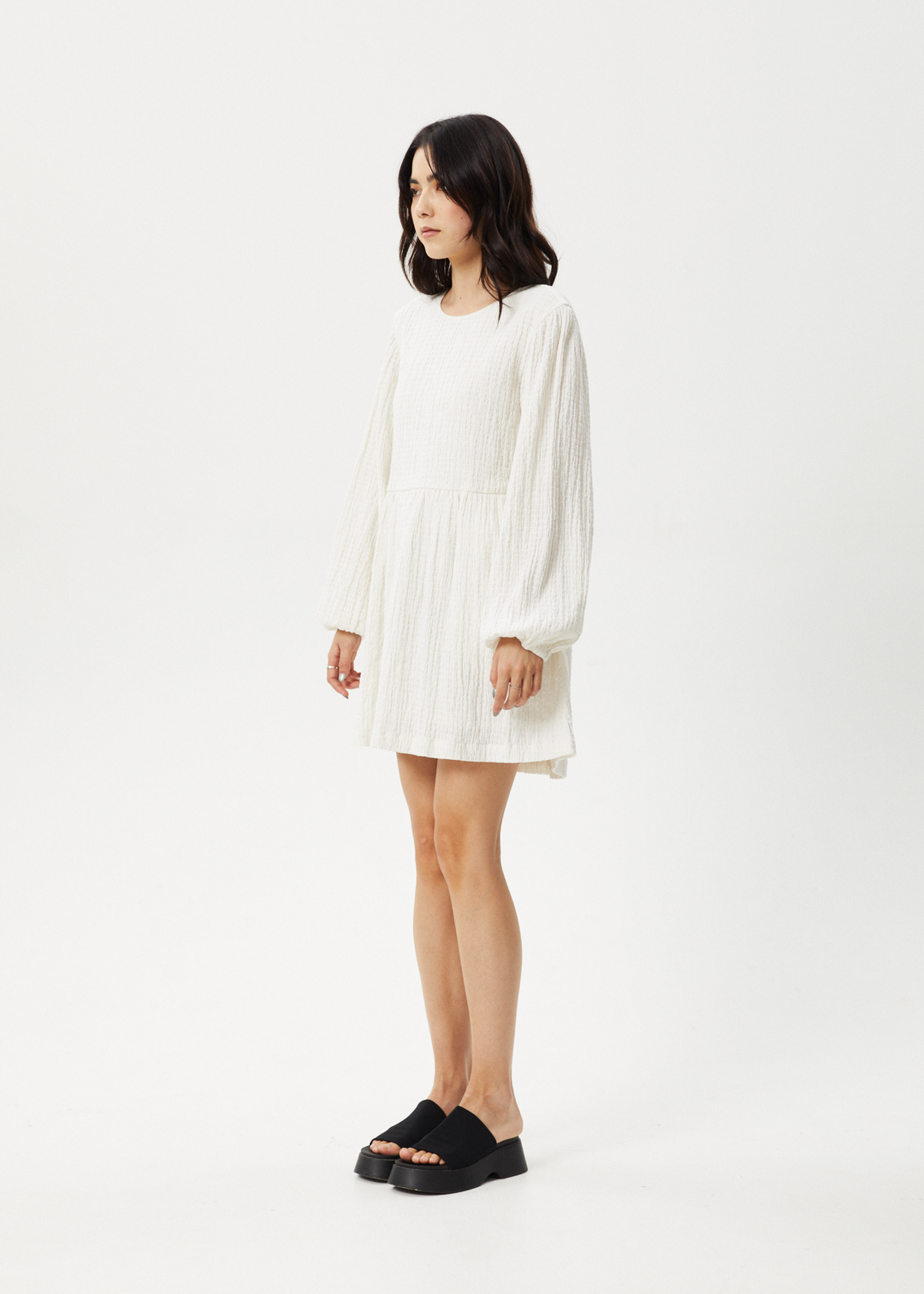 AFENDS Womens Focus - Seersucker Mini Dress - White 